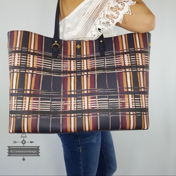 Tory Burch kerrington Square Philly Plaid Tote Bag - Picture 5 of 8